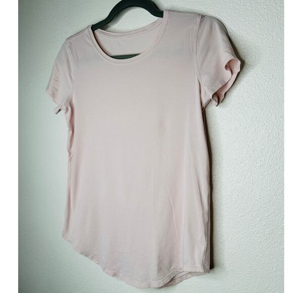 Lululemon Pale Pink Short Sleeve Round Neck Curved Hem Tee Shirt 6 - Picture 2 of 8